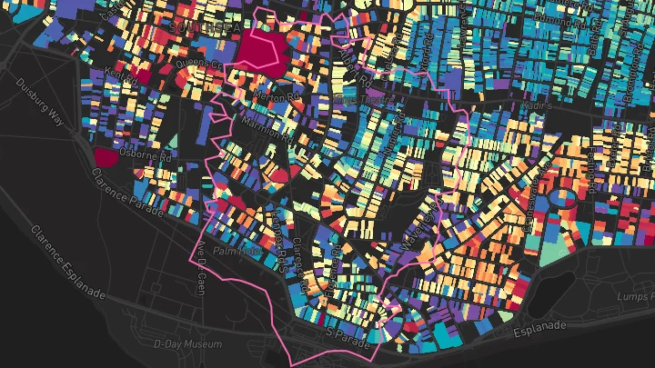 House price heatmap showing property values across Southsea