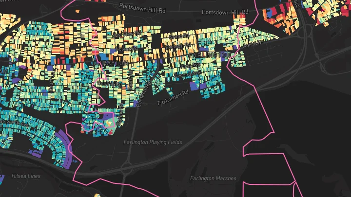 House price heatmap showing property values across Portsmouth