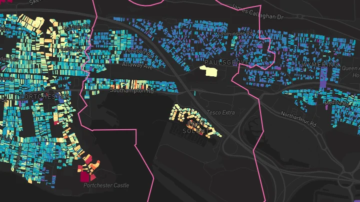 House price heatmap showing property values across Portsmouth
