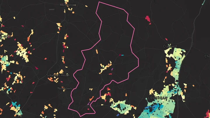House price heatmap showing property values across Hambledon
