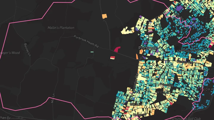 House price heatmap showing property values across Waterlooville