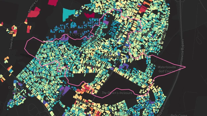 House price heatmap showing property values across Waterlooville