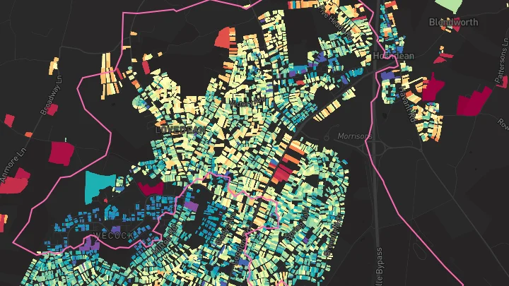House price heatmap showing property values across Waterlooville