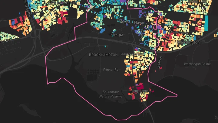House price heatmap showing property values across Havant
