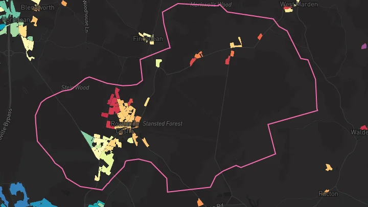 House price heatmap showing property values across Rowlands Castle