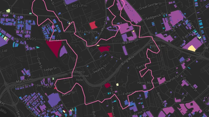 House price heatmap showing property values across Preston