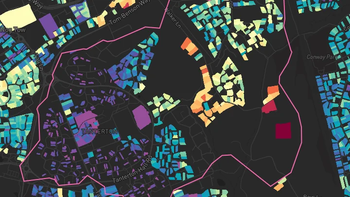House price heatmap showing property values across Ingol