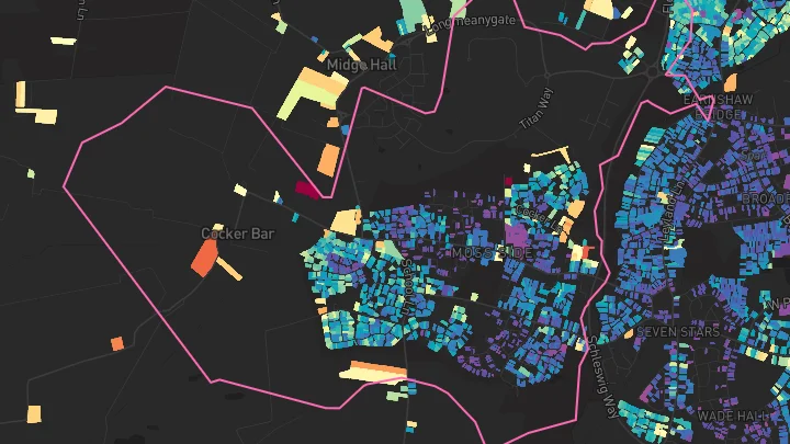 House price heatmap showing property values across Leyland