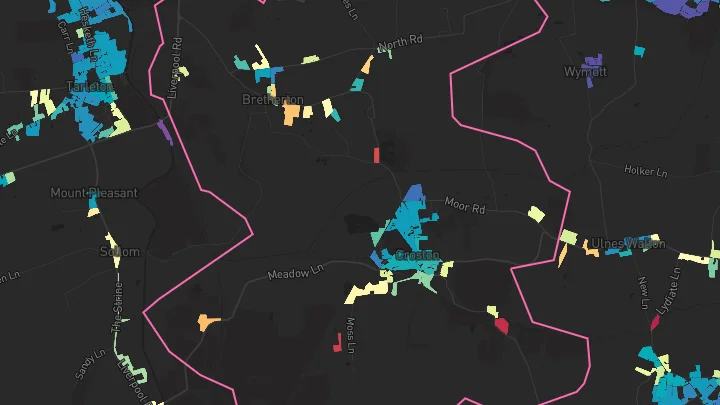 House price heatmap showing property values across Croston