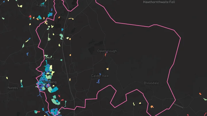 House price heatmap showing property values across Garstang