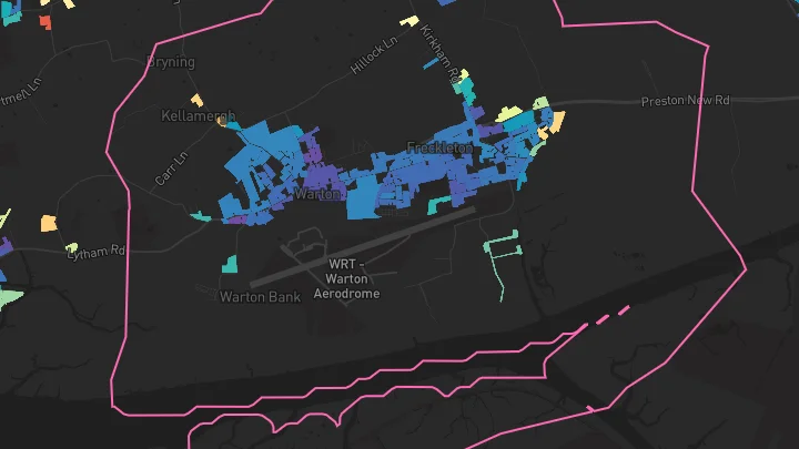 House price heatmap showing property values across Freckleton