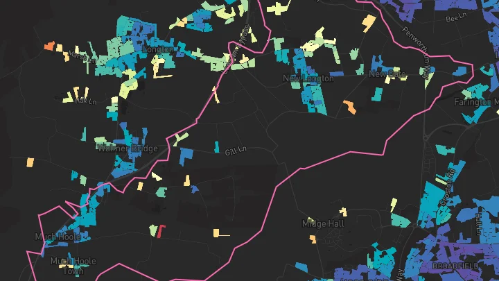 House price heatmap showing property values across New Longton