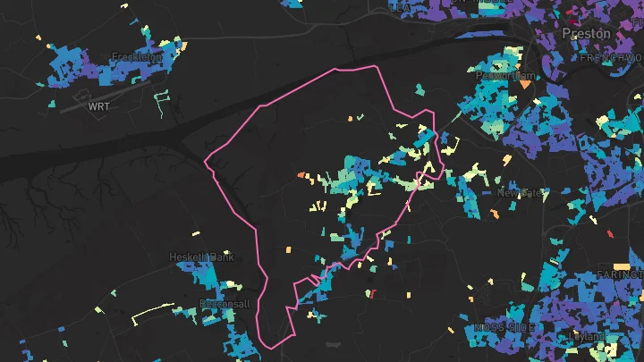 House price heatmap showing property values across Longton