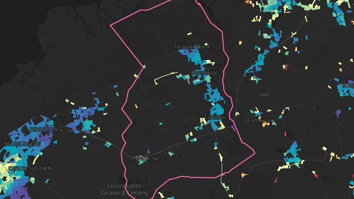 House price heatmap showing property values across Tarleton