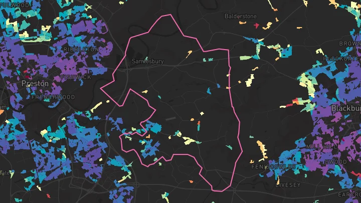 House price heatmap showing property values across Hoghton