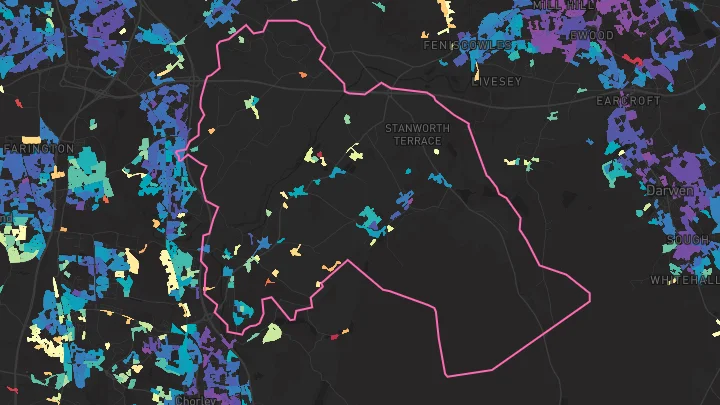 House price heatmap showing property values across Brinscall