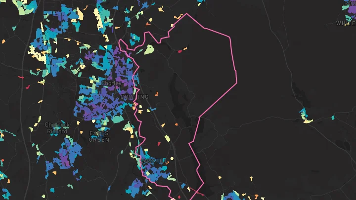 House price heatmap showing property values across Adlington