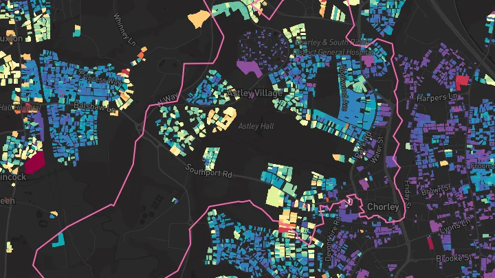 House price heatmap showing property values across Chorley