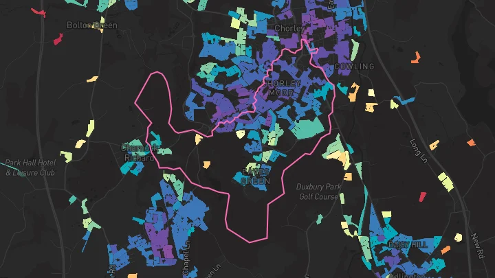 House price heatmap showing property values across Chorley