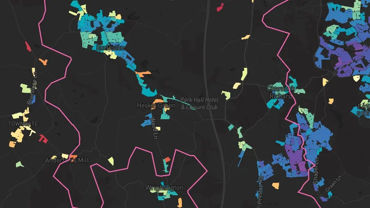 House price heatmap showing property values across Eccleston