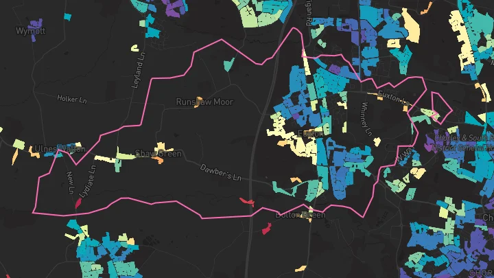 House price heatmap showing property values across Euxton
