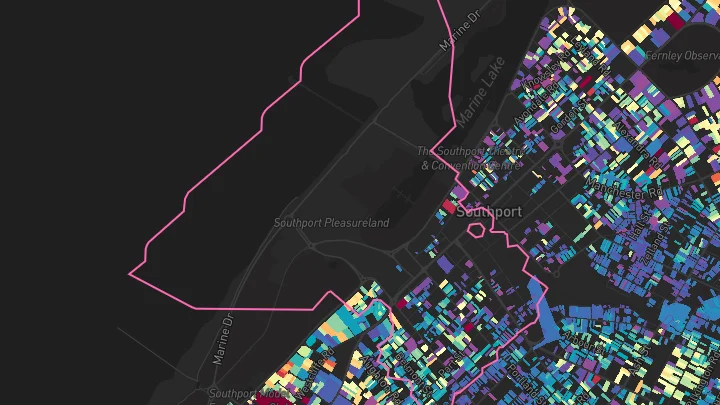 House price heatmap showing property values across Southport