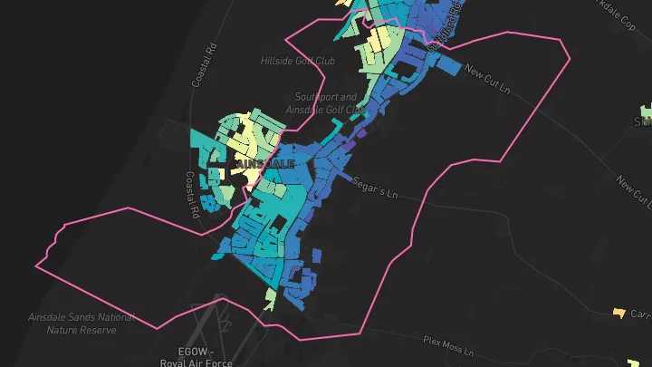 House price heatmap showing property values across Southport