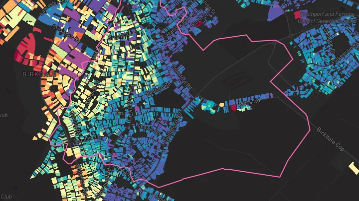 House price heatmap showing property values across Southport