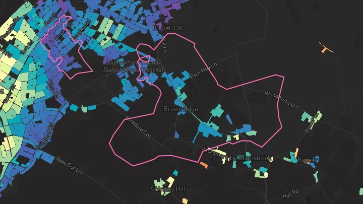 House price heatmap showing property values across Southport