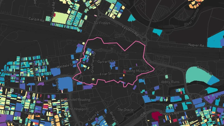 House price heatmap showing property values across Reading