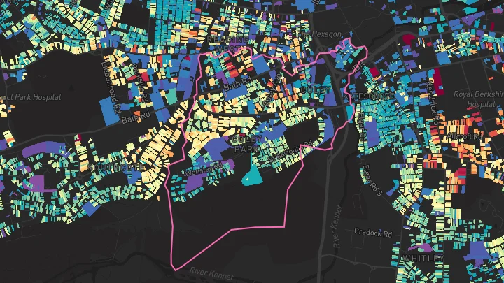 House price heatmap showing property values across Reading