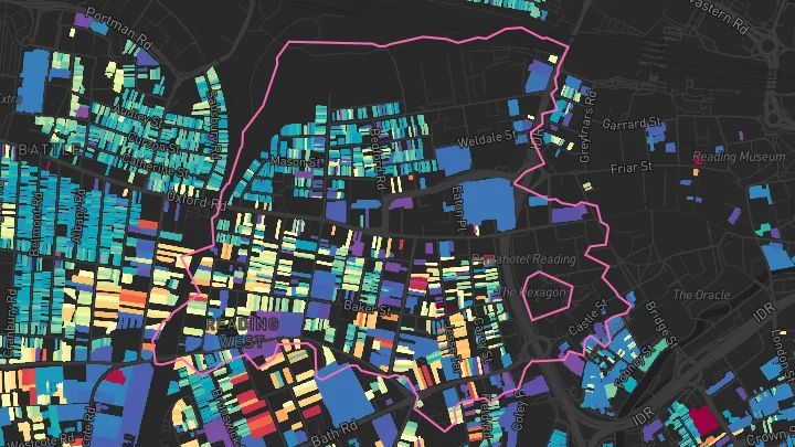 House price heatmap showing property values across Reading