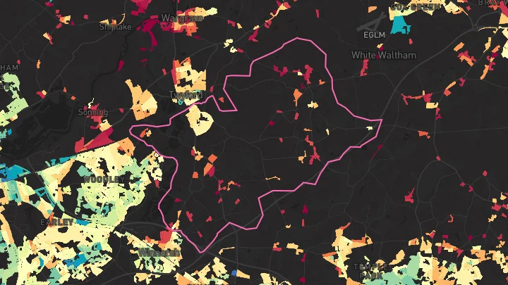House price heatmap showing property values across Twyford