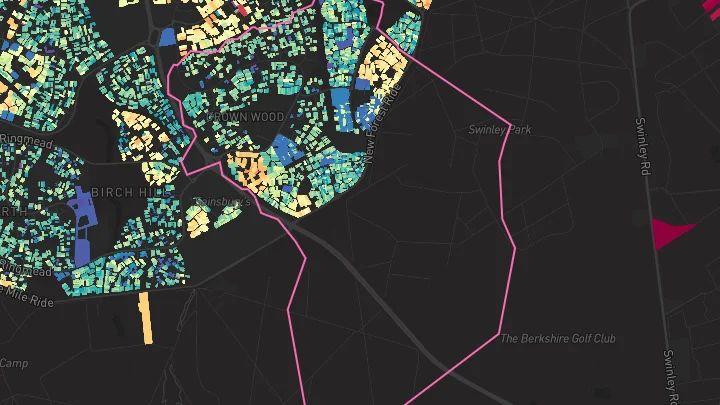 House price heatmap showing property values across Bracknell