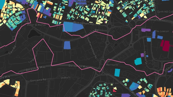 House price heatmap showing property values across Bracknell