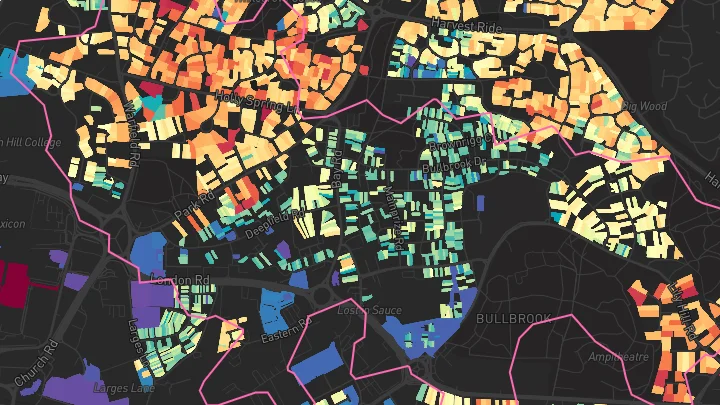 House price heatmap showing property values across Bracknell