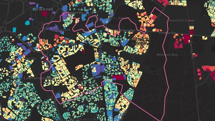 House price heatmap showing property values across Bracknell