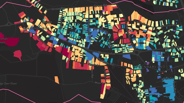 House price heatmap showing property values across Newbury