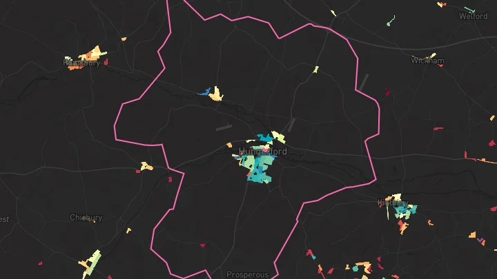 House price heatmap showing property values across Hungerford