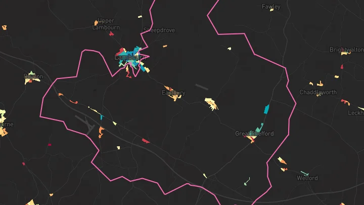 House price heatmap showing property values across Great Shefford