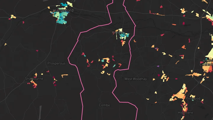 House price heatmap showing property values across Kintbury