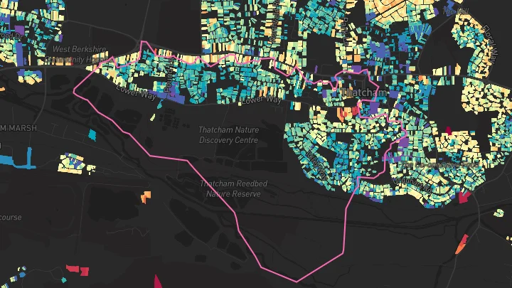 House price heatmap showing property values across Thatcham