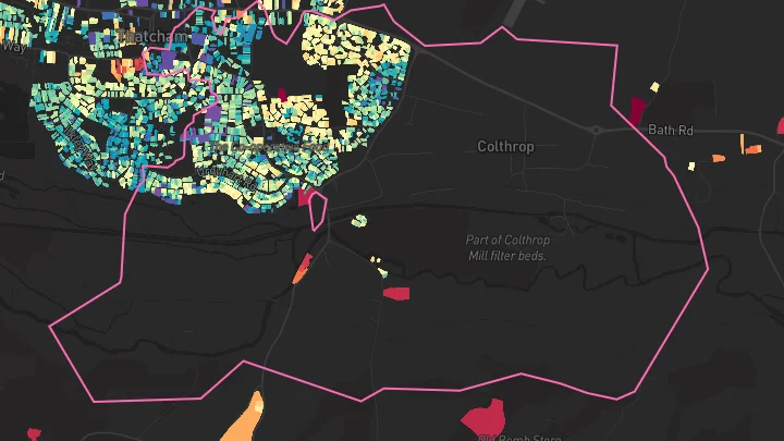 House price heatmap showing property values across Thatcham