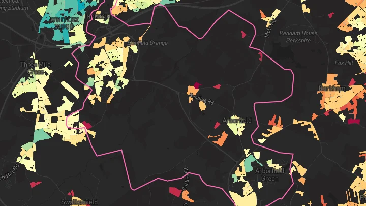 House price heatmap showing property values across Shinfield