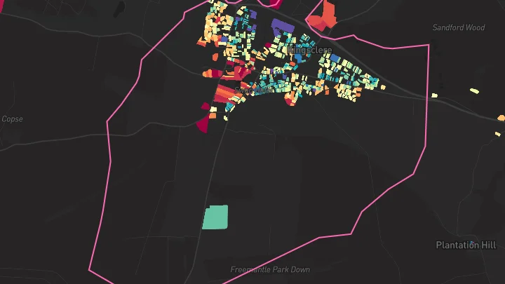 House price heatmap showing property values across Kingsclere