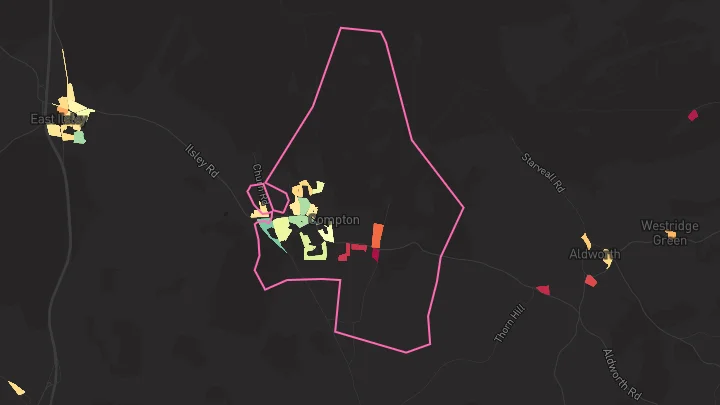 House price heatmap showing property values across Compton