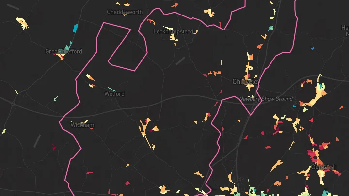 House price heatmap showing property values across Chieveley