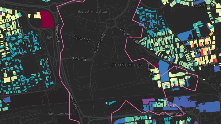 House price heatmap showing property values across Basingstoke