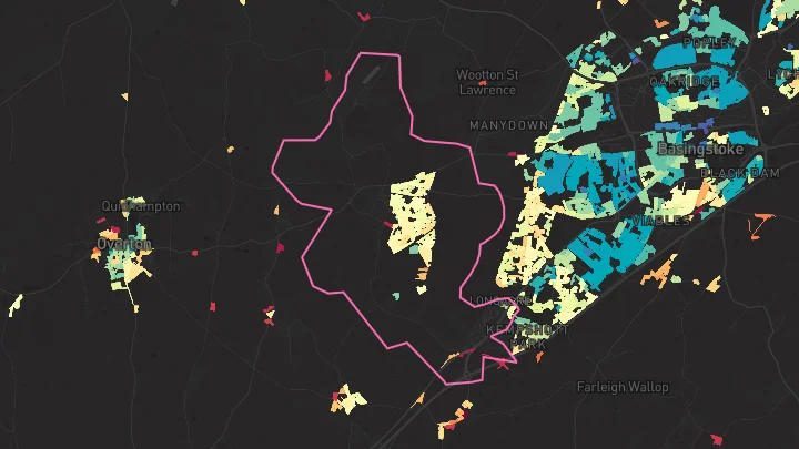 House price heatmap showing property values across Oakley