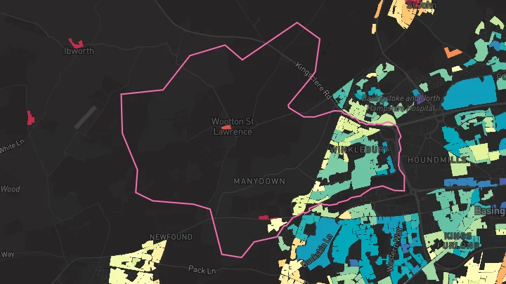 House price heatmap showing property values across Basingstoke